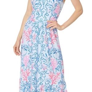 Lilly Pulitzer Blue and Pink Floral Maxi Dress